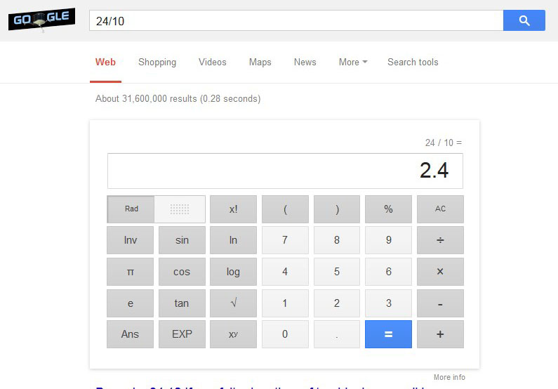 Google калькулятор